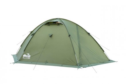  Трехместная экспедиционная палатка Tramp Rock 4 (V2) Зеленая c двумя входами и . . фото 9