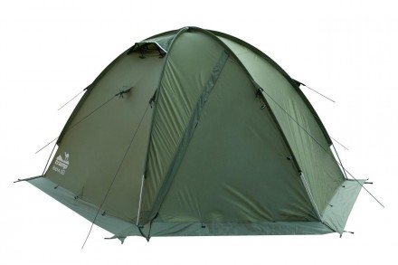  Трехместная экспедиционная палатка Tramp Rock 4 (V2) Зеленая c двумя входами и . . фото 6
