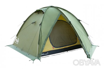  Трехместная экспедиционная палатка Tramp Rock 4 (V2) Зеленая c двумя входами и . . фото 1