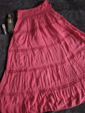 Вискозная легкая длинная коралловая юбка на худеньких девочек, Италия.
Верх юбк. . фото 3