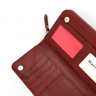 Женский кошелек на молнии Mario Dion из натуральной кожи с лаковым покрытием под. . фото 7