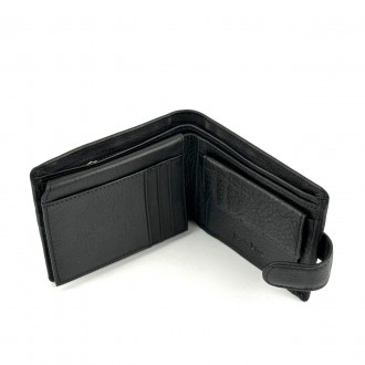 Кожаный мужской кошелек двойного сложения с отделением для наличных, пластиковых. . фото 5