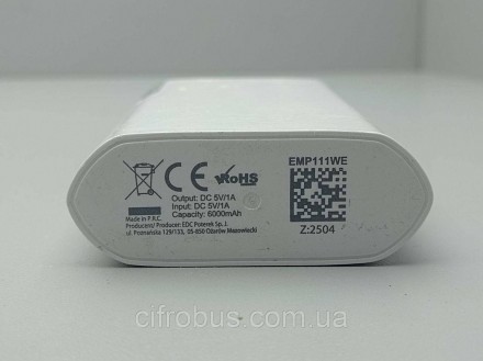 Зовнішній акумулятор EMP111WE Boson 6000mAh Gray
Ємність: 6000mAh Вхідна напруга. . фото 4