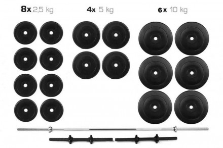 Представляем набор нагрузок (Штанга + Гантели) с общим весом 110 кг
 С помощью д. . фото 3