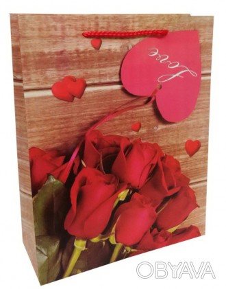 ![CDATA[Подарунковий пакет картон 200грм, "Rose", 26*32*10см 6 шт. у уп. /12/ Ра. . фото 1