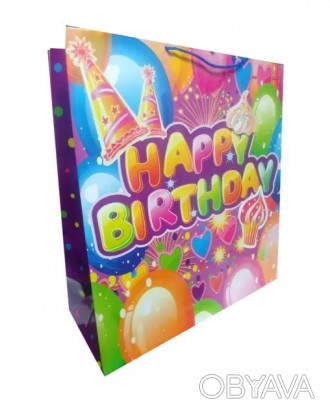 ![CDATA[Подарунковий пакет гігант картон 200грм, "H.Birthday", 47*52*19см 3 шт. . . фото 1