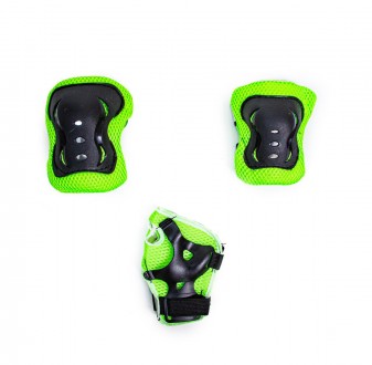 Защитный комплект (защита на колени, локти, ладони + шлем), рисунок "Зеленый ого. . фото 4