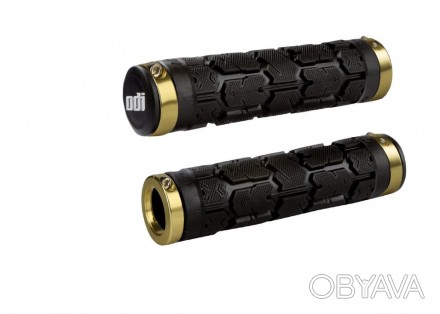 Грипсы ODI Rogue MTB Lock-On Bonus Pack Black w/Gold Clamps (черные с золотыми з. . фото 1