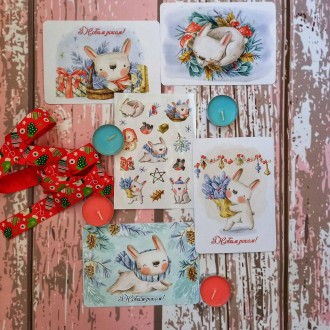 Очаровательный новогодний набор от художницы Ирины Бабенко.
4 открыточки + лист . . фото 2