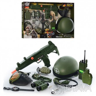 Военный набор Limo Toy 33570 включает в себя: каску, бинокль, маску химзащиты, а. . фото 1
