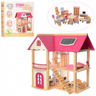 Удивительный двухэтажный деревянный домик для куклы На втором этаже домика распо. . фото 3