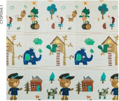 Дитячий ігровий двобічний килимок "Ведмедик-Слоник" 2 м*1,8 м (товщина. . фото 2