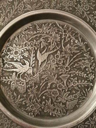 Настенная оловянная тарелка Германия, Райский сад , художественное литье, диамет. . фото 3