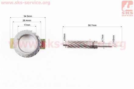 Код (артикул) товара 347240. Шестерня спидометра (метал) + червяк Honda DIO, тип. . фото 3