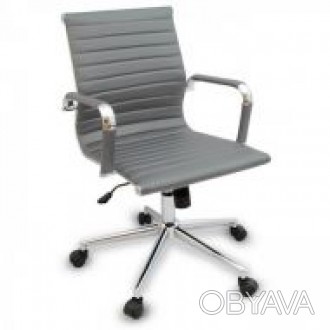 Офісне крісло з середньою спинкою, міцна основа з хромованої сталі, оббивка штуч. . фото 1