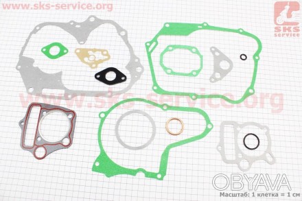 Код (артикул) товара 318204. Прокладки двигателя JH-110cc-52,4мм, к-кт 14 детале. . фото 1