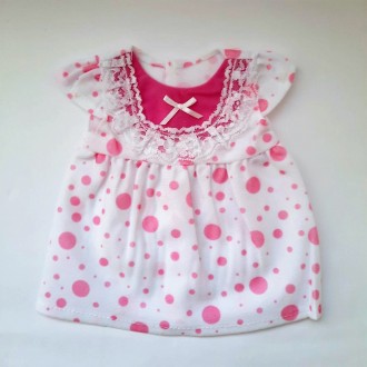 
Платье для куклы 40-43 см, Беби Борн (Baby Born).
Нежное платье белое в розовые. . фото 2
