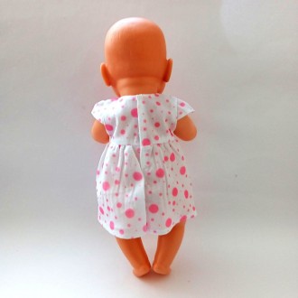 
Платье для куклы 40-43 см, Беби Борн (Baby Born).
Нежное платье белое в розовые. . фото 4