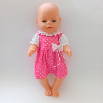 
Сукня для ляльки 40-43 см, Бебі Борн, (Baby Born).
Малинова сукня в дрібний гор. . фото 3