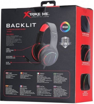 Игровые наушники с микрофоном для ПК XTRIKE ME Gaming RGB Backlight GH-903, Blac. . фото 5