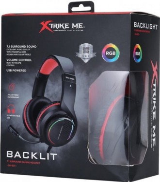 Игровые наушники с микрофоном для ПК XTRIKE ME Gaming RGB Backlight GH-903, Blac. . фото 4