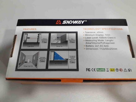 Виробник	Sndway
Країна виробник	Китай
Стан	Нове
Клас лазера	Клас 2
Точність вимі. . фото 11