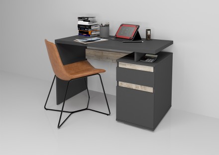 
Комп&apos;ютерний стіл Kubik Графіт / Дуб Клондайк правий : стильна і сучасна м. . фото 2