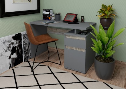 
Комп&apos;ютерний стіл Kubik Графіт / Дуб Клондайк правий : стильна і сучасна м. . фото 3