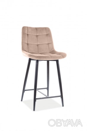 
Напівбарний стілець CHIC H-2 VELVET чорний каркас / беж : стильна і сучасна мод. . фото 1