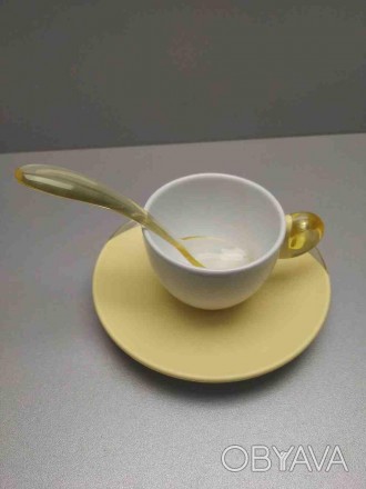 Дизайнесркая пластиковая посуда Italy Set Of 2 Espresso Coffee Cups With Saucers. . фото 1