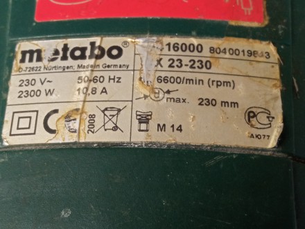 Шліфова машинка болгарка Б/У Metabo D-7262. Київ. фото 1 Шліфова машинка болгарка Б/У Metabo D-7262. Київ. фото 1