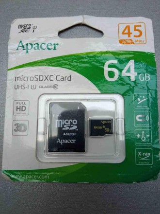 MicroSD 64Gb — запам'ятний пристрій, що використовує як носій флешпам'ять, і під. . фото 2