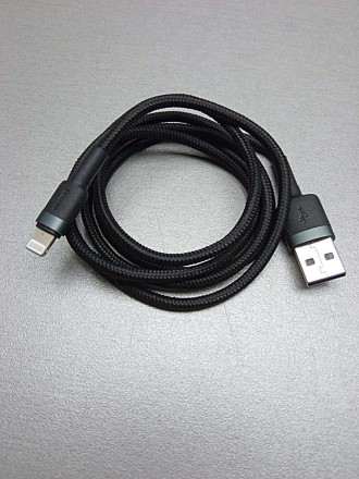 Кабель Baseus Cafule USB-Lightning - кабель в сером с черным цветах, который пон. . фото 2