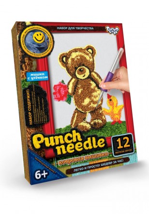 Ковровая вышивка "Punch Needle" Мишка с уткой от Danko Toys "Punch Needle" - это. . фото 2