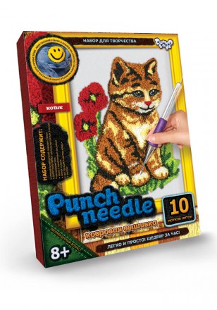 Ковровая вышивка "Punch Needle" Котик с цветами от Danko Toys "Punch Needle" - э. . фото 2