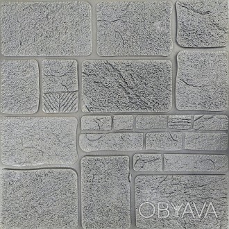 Самоклеящаяся декоративная 3D панель камень серебро 700х700х8мм (153) SW-0000018