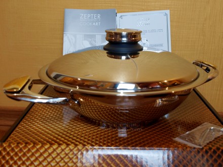 Новая посуда WOK от Zepter с двумя ручками и крышкой с термоконтроллером. Подход. . фото 2