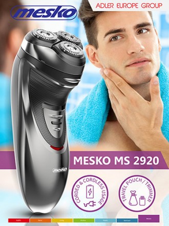 Електроритва для чоловіків Mesko MS-2920
 
Водостійка електробритва Mesko MS-292. . фото 7