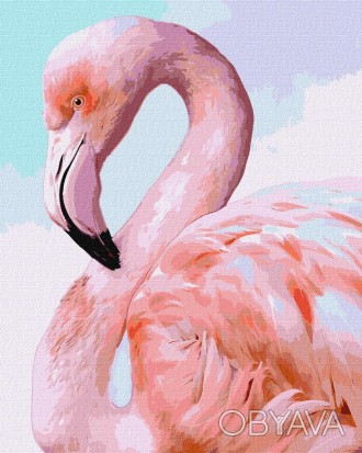 Набір для розпису по номерах. Тварини, птахи "Рожевий фламінго" 40х50см. . фото 1