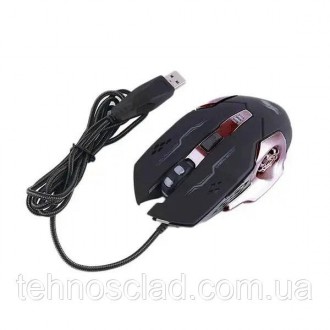 Ігрова комп'ютерна миша Gaming Mouse X6 з LED-елементами світиться різними кольо. . фото 9