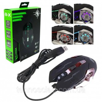 Ігрова комп'ютерна миша Gaming Mouse X6 з LED-елементами світиться різними кольо. . фото 2