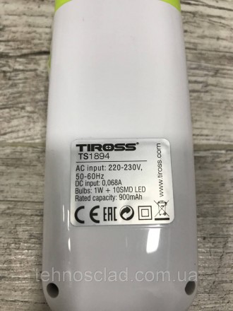 Ліхтар ручний LED з акумулятором TS-1894 зарядка від мережі 220 Світить до 5 год. . фото 8