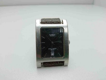 Кварцевий наручний годинник, чоловічі, аналогові, корпус з сталі, браслет: шкіра. . фото 9