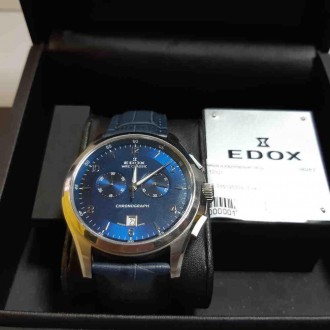 Edox 10101 чоловічий годинник, кварцовий, ремінець шкіра, сапфірове скло, 10 atm. . фото 3