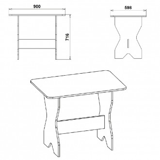 Кухонний стіл KOMPANIT КС-1 Дуб: Кухонний стіл із ламінованого ДСП. Стіл компакт. . фото 3