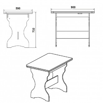 Кухонний стіл KOMPANIT КС-3 Дуб: Кухонний стіл із ламінованого ДСП. Стіл компакт. . фото 3