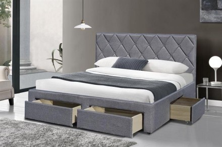 Ліжко з шухлядами BETINA сірий 160 x 200 см (сірий) поставляється в розібраному . . фото 2