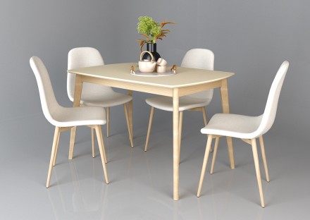 Exen Intarsio Стіл обідній 120х80 см Кремовий ( EXENCR ) : стильна і сучасна мод. . фото 3