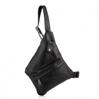 Мужская сумка слинг, рюкзак через плечо GA-6501-3md, бренд TARWA в черной коже н. . фото 2