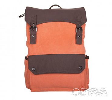 Красивый рюкзак оранжевого цвета. Аксессуар сделан из прочного материала. Внутри. . фото 1